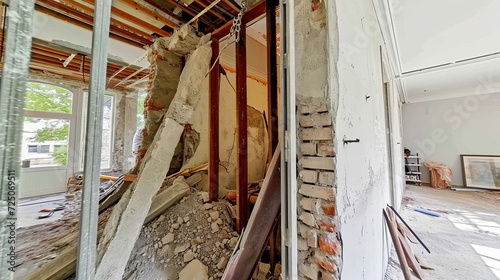 Demolishing a wall to create an open floor plan, home renovation project