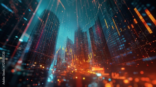 Digital Rain Cityscape