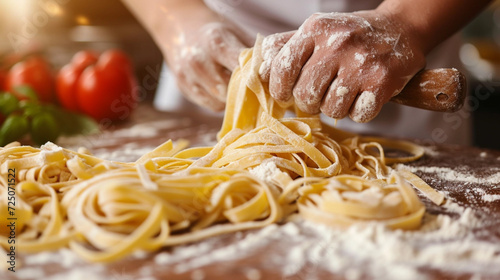 Handmade fresh pasta making process
