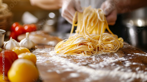 Handmade fresh pasta making process