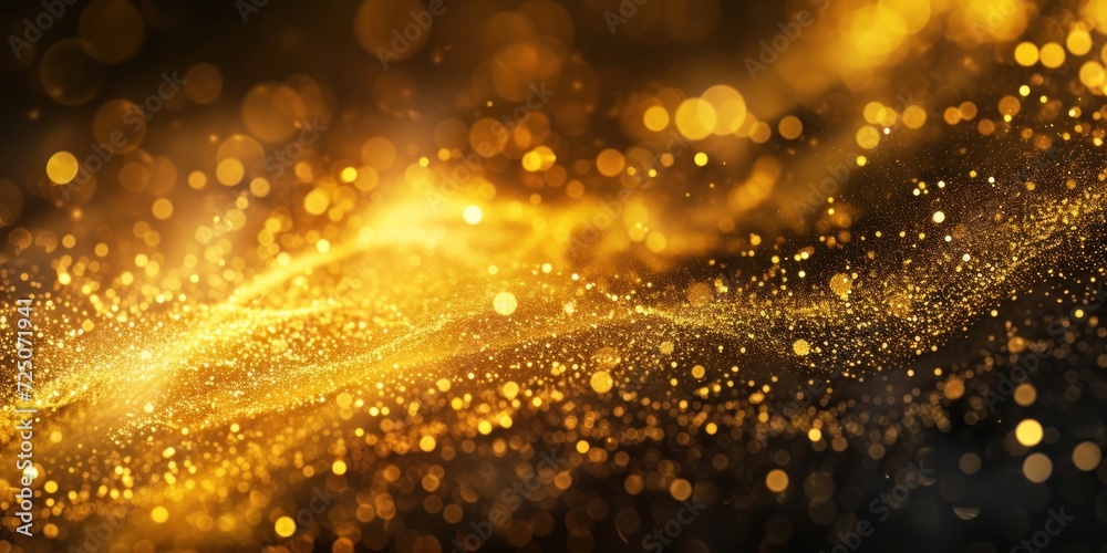 Naklejka premium Blurry Gold Dust on Black Background
