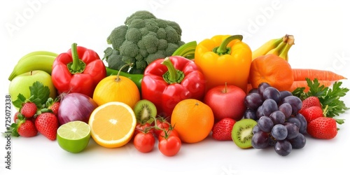 Assorted Fruits and Vegetables Arranged Together