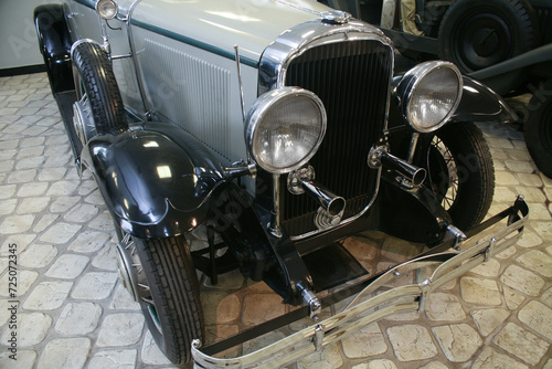 Vintage car in garage close-up