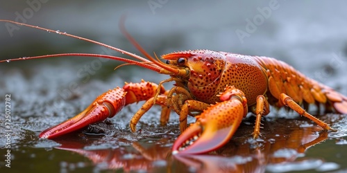 Close-Up of a Lobster on a Wet Surface