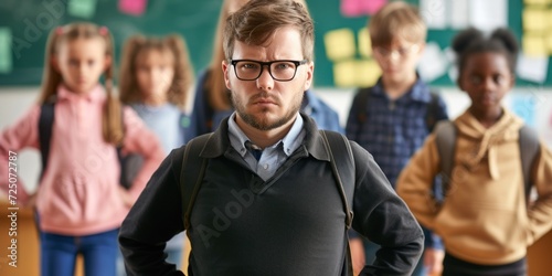 Man Standing in Front of Group of Children