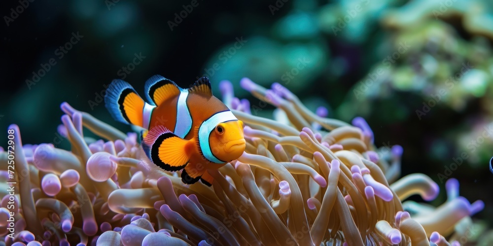 Clownfish in Anemone in Aquarium Clownfish in Anemone in Aquarium