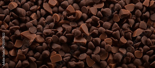 Dark chocolate chips for hot chocolate preparation or dessert ingredients.