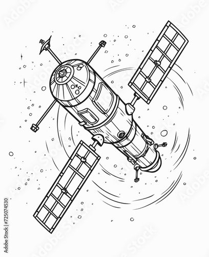 hand drawn illustration of a satellite