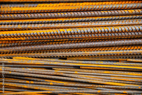 Rusty Iron rods specially prepared to be used in concrete in construction.