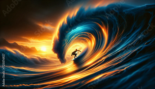 surfer surfs huge wave 