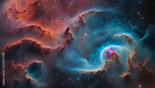 Picture a stunning view of a distant planetary nebula, with its intricate layers of gas and dust illuminated by the dying star at its core. Capture the vibrant colors and ethereal glow of the nebula