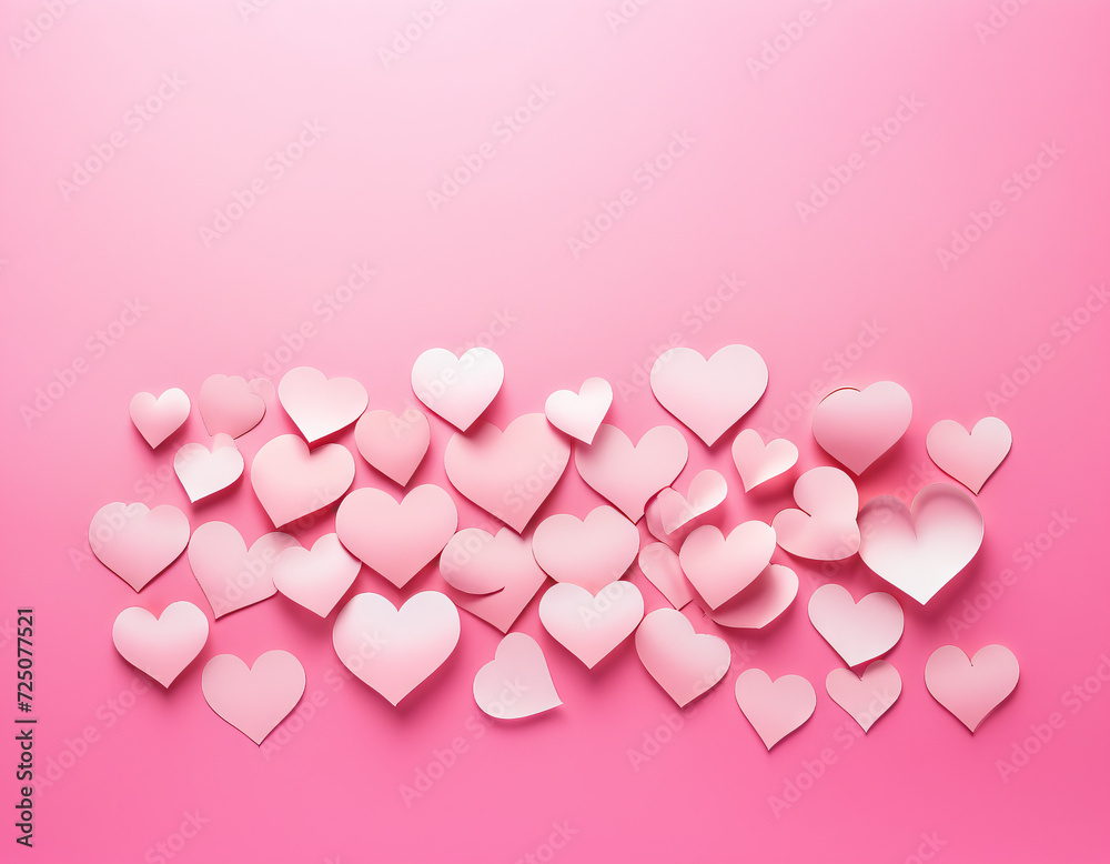 Pink Paper Hearts Valentine Background