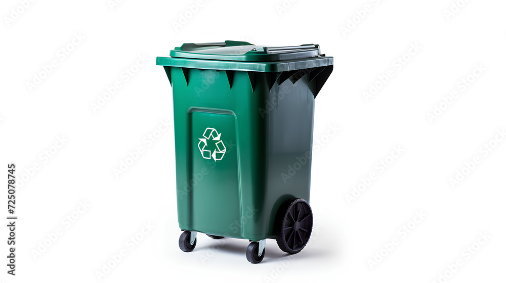 Green recycling container in the street. Sustainable concept. Renewable energy. Green recycling container in the street. Sustainable concept. Renewable energy.