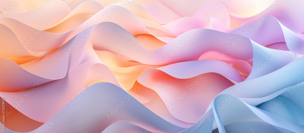 3d rendering of folded abstract shapes with soft Light colors. AI generated image