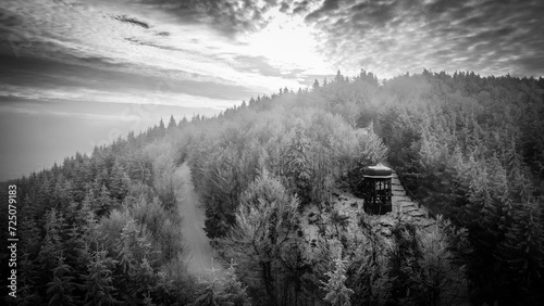 Sunset in Beskydy black and white