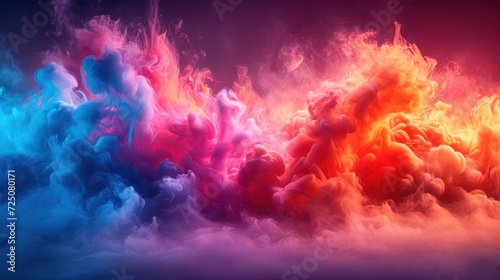 a colorful cloud of smoke on a black background with a red, orange, blue, and pink color scheme.