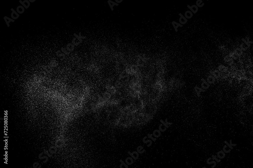 Smoke cloud. Abstract splashes of water on black background. White storm. Light overlay texture. 