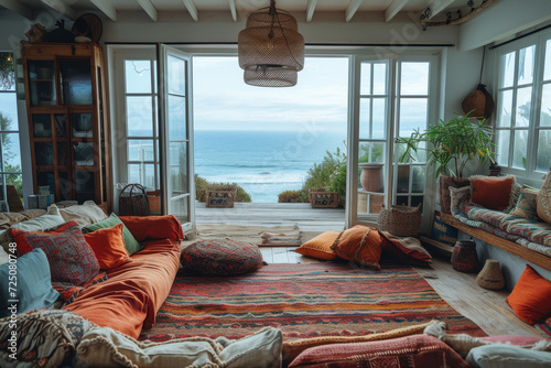 Cozy Coastal Living Room with Ocean View