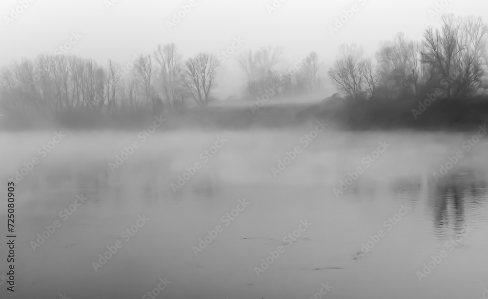 Thick fog on the Po River, Cremona.