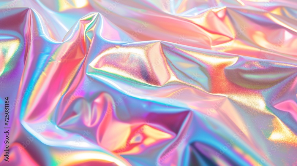 Abstract digital fabric. Sci-fi background. Holographic foil. Abstract Modern pastel colored holographic background in 80s style. Synthwave. Vaporwave style. Retrowave, retro futurism, webpunk