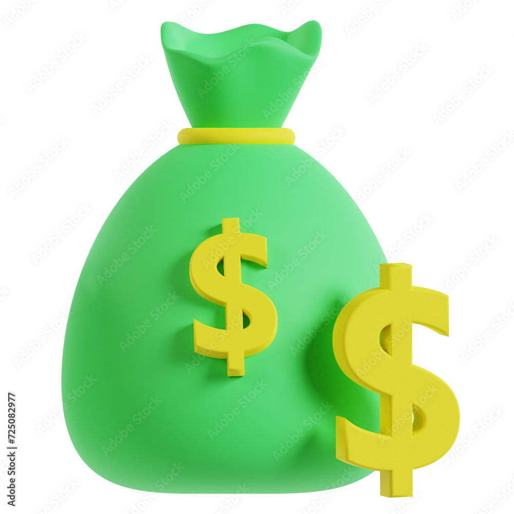 3D money bags money coin. 3d render icon illustration 3D money bags money coin. 3d render icon illustration