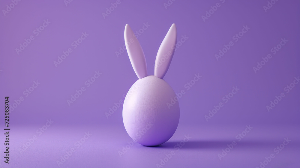 a close up of an easter egg with a bunny's ears sticking out of it on a purple background. a close up of an easter egg with a bunny's ears sticking out of it on a purple background.