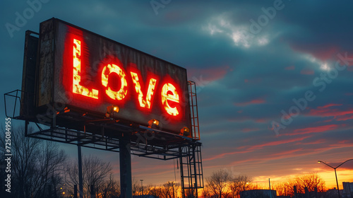 Love Billboard - Heartwarming message written on a vibrant city billboard Gen AI photo
