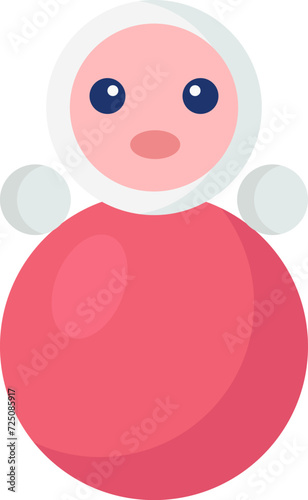 Cute cartoon grandmother in a pink dress and white headscarf. Elderly woman character, simple design. Senior lady, sweet granny vector illustration.