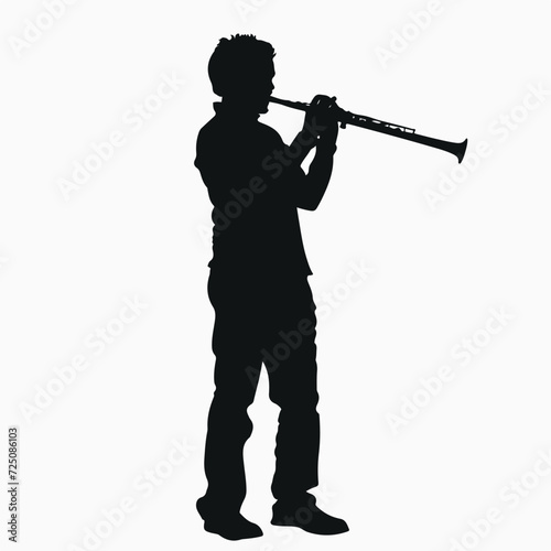 A Full Body Black Silhouette of a Flute 2D
