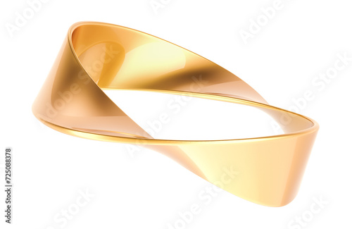 Golden Moebius Strip, 3D rendering isolated on transparent background photo