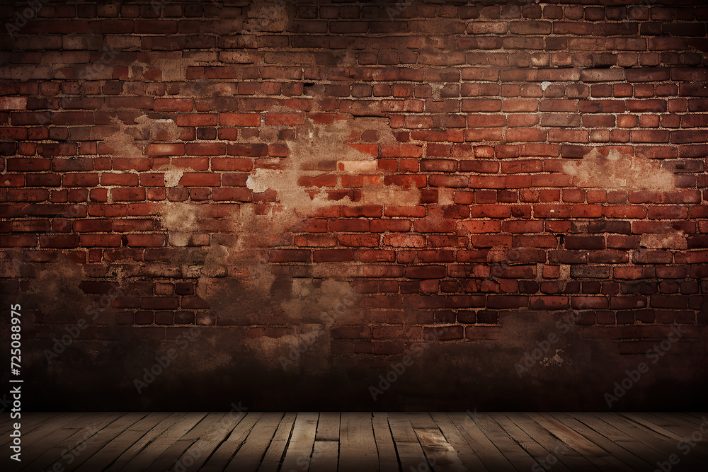 Red brick wall. Texture of dark brown and red brick wall.