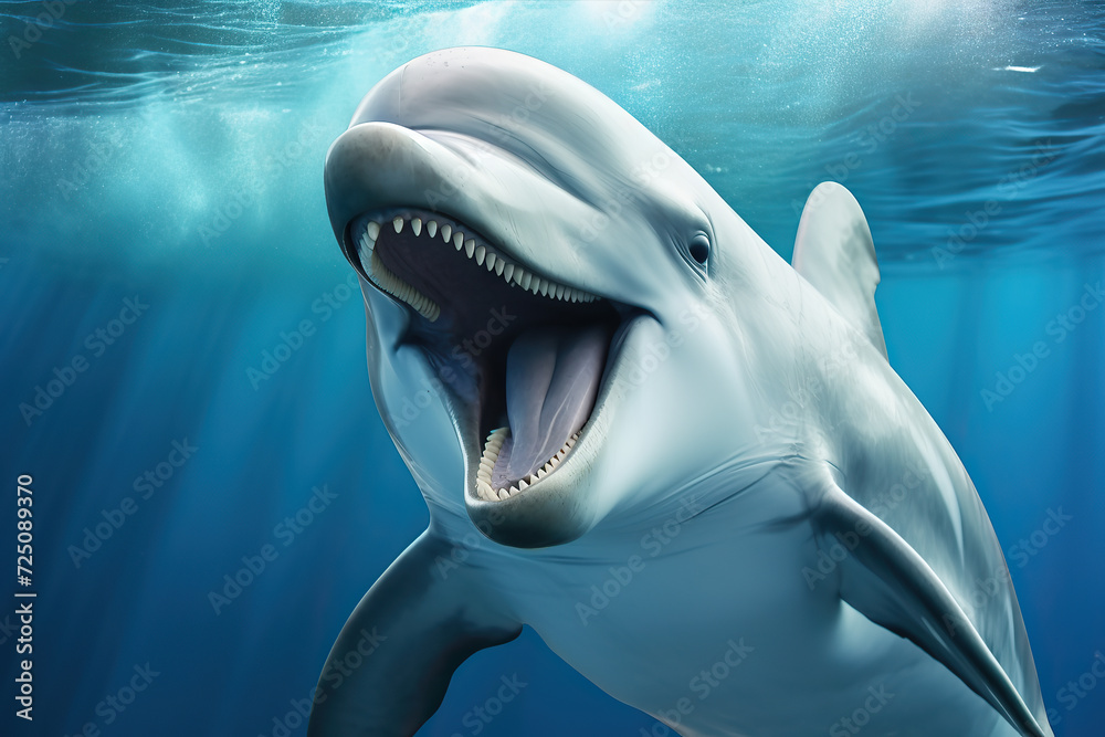 Fototapeta premium Leaping Dolphin isolated on white background.