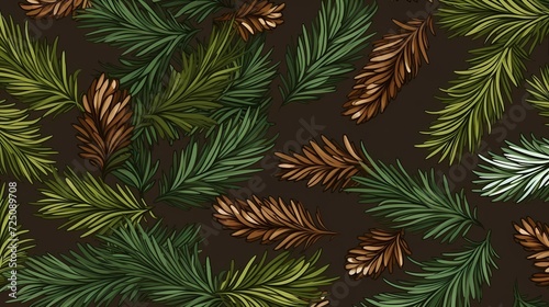 seamless background with coniferous branches pattern, coniferous, fir, 