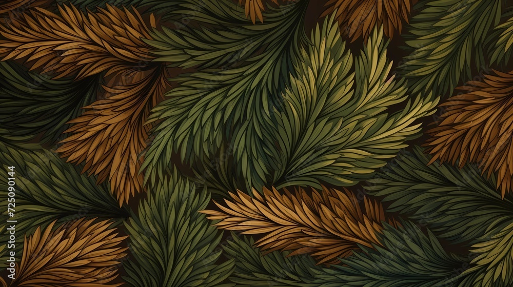 seamless background with coniferous branches pattern, coniferous, fir, 