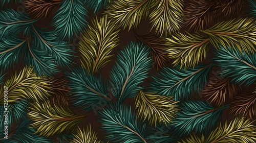 seamless background with coniferous branches pattern, coniferous, fir, 