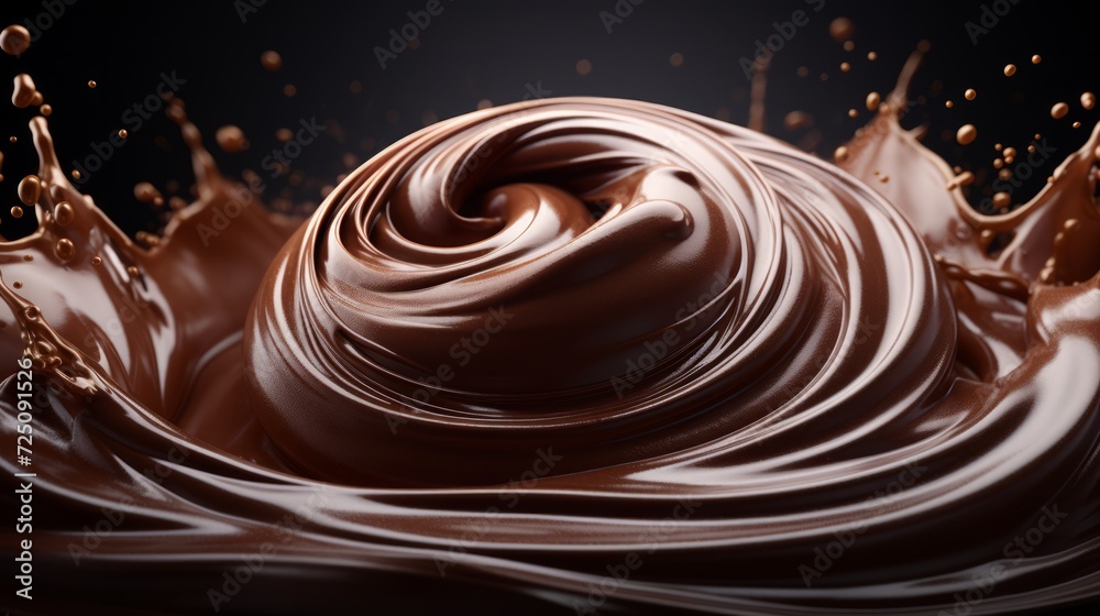 Close-up of Whirling Melted Dark Chocolate. Neural network AI generated art Close-up of Whirling Melted Dark Chocolate. Neural network AI generated art