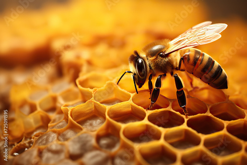 Hexagon patterned honeycomb with honey bee