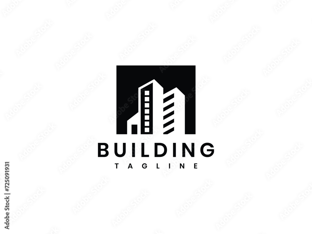 Geometric creative abstract building logo for construction company	

