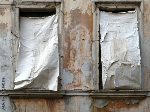 a two windows with torn paper © sam