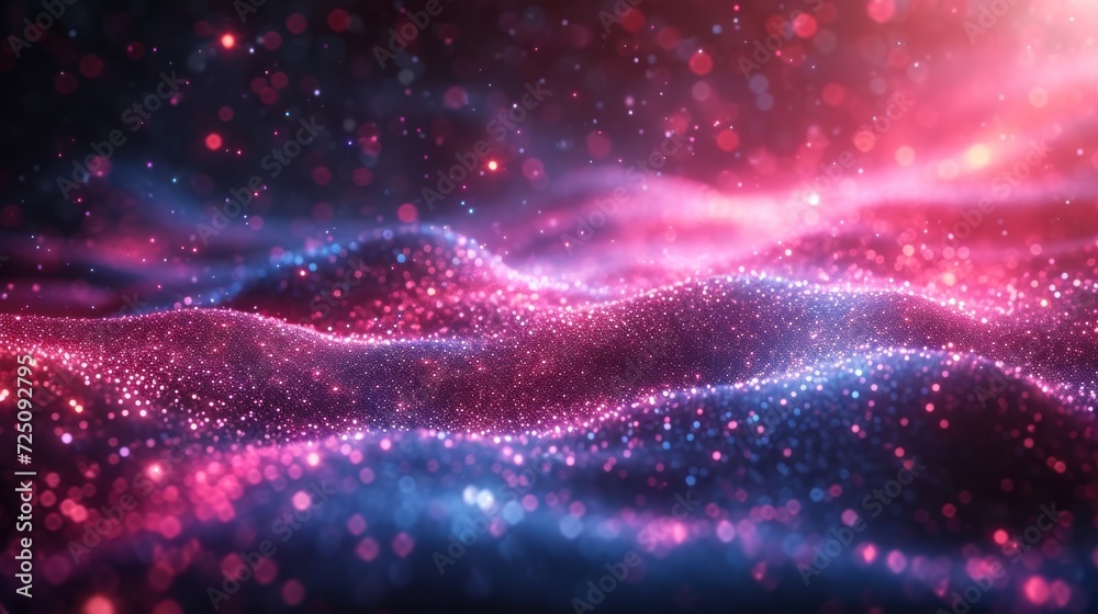 a blurry image of a pink and blue wave on a black background with a red and blue light at the end of the wave. a blurry image of a pink and blue wave on a black background with a red and blue light at the end of the wave.
