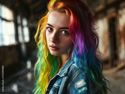 a woman with rainbow colored hair © sam