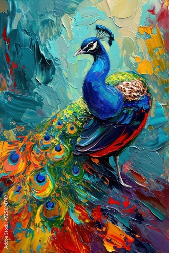 a painting of a peacock