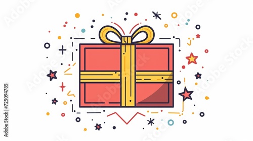 background in abstract illustration of colorful gift boxes tied with red ribbon in vertical and horizontal cross section