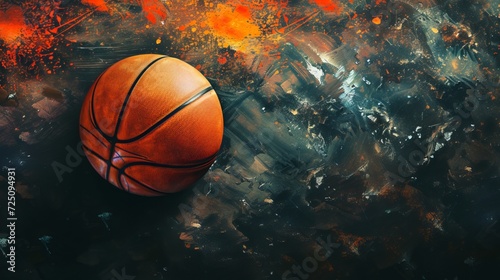 vector illustration. classic basketball ball on colorful painted background.
