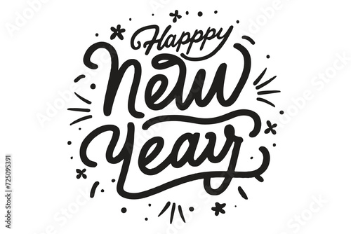 Happy New Year text vector design on a white background