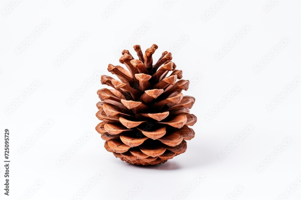 a brown pine cone on a white background