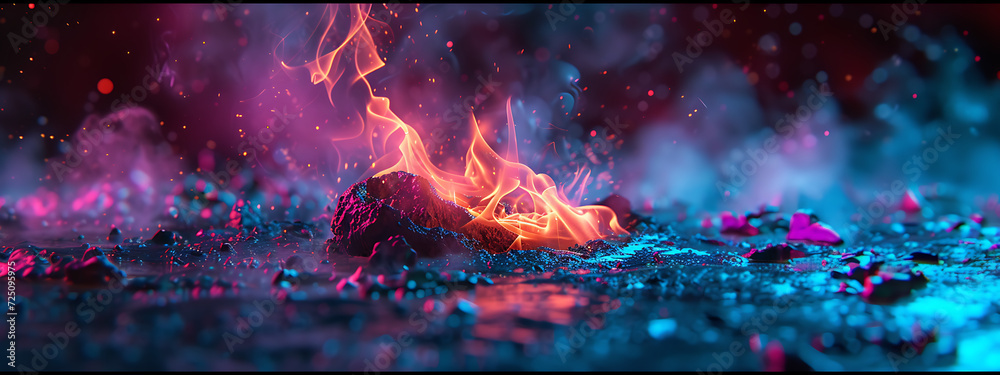 an image of a colorful fire pit on the ground in the  - obrazy, fototapety, plakaty 