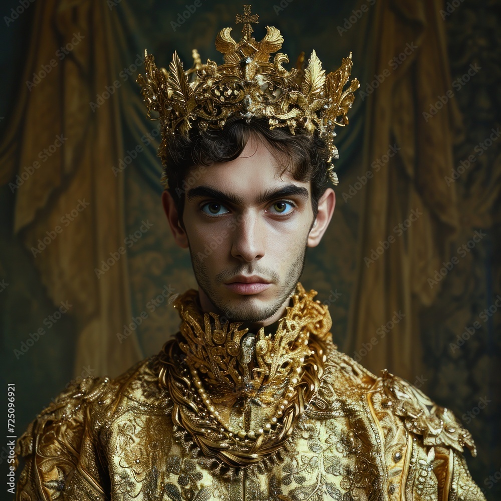 a man wearing a gold crown