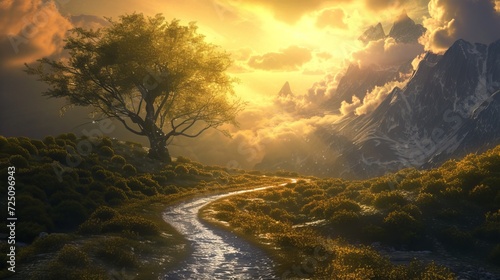 background image representing the path to success in a nature scene © xelilinatiq