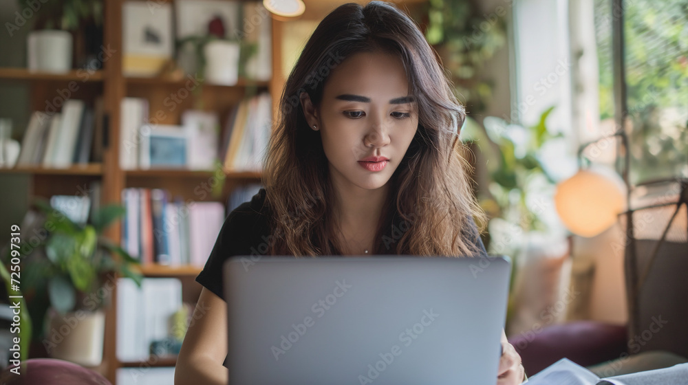 Woman Sitting in Front of a Laptop Computer Woman Sitting in Front of a Laptop Computer